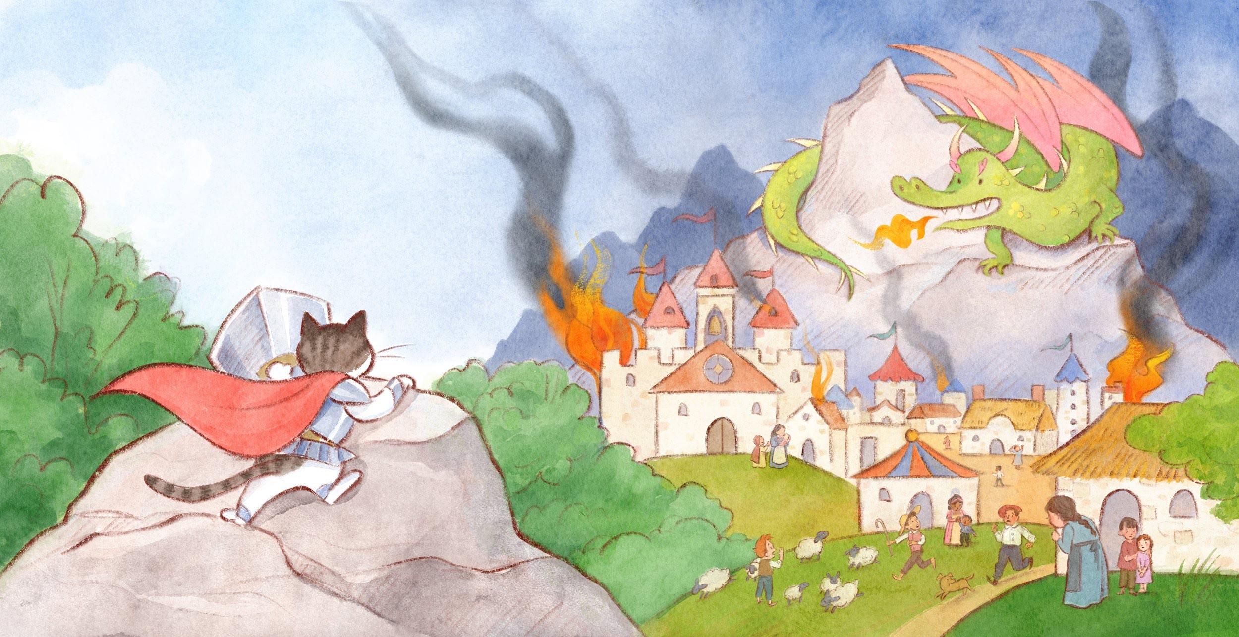 A dragon looming over a burning castle as China races toward it