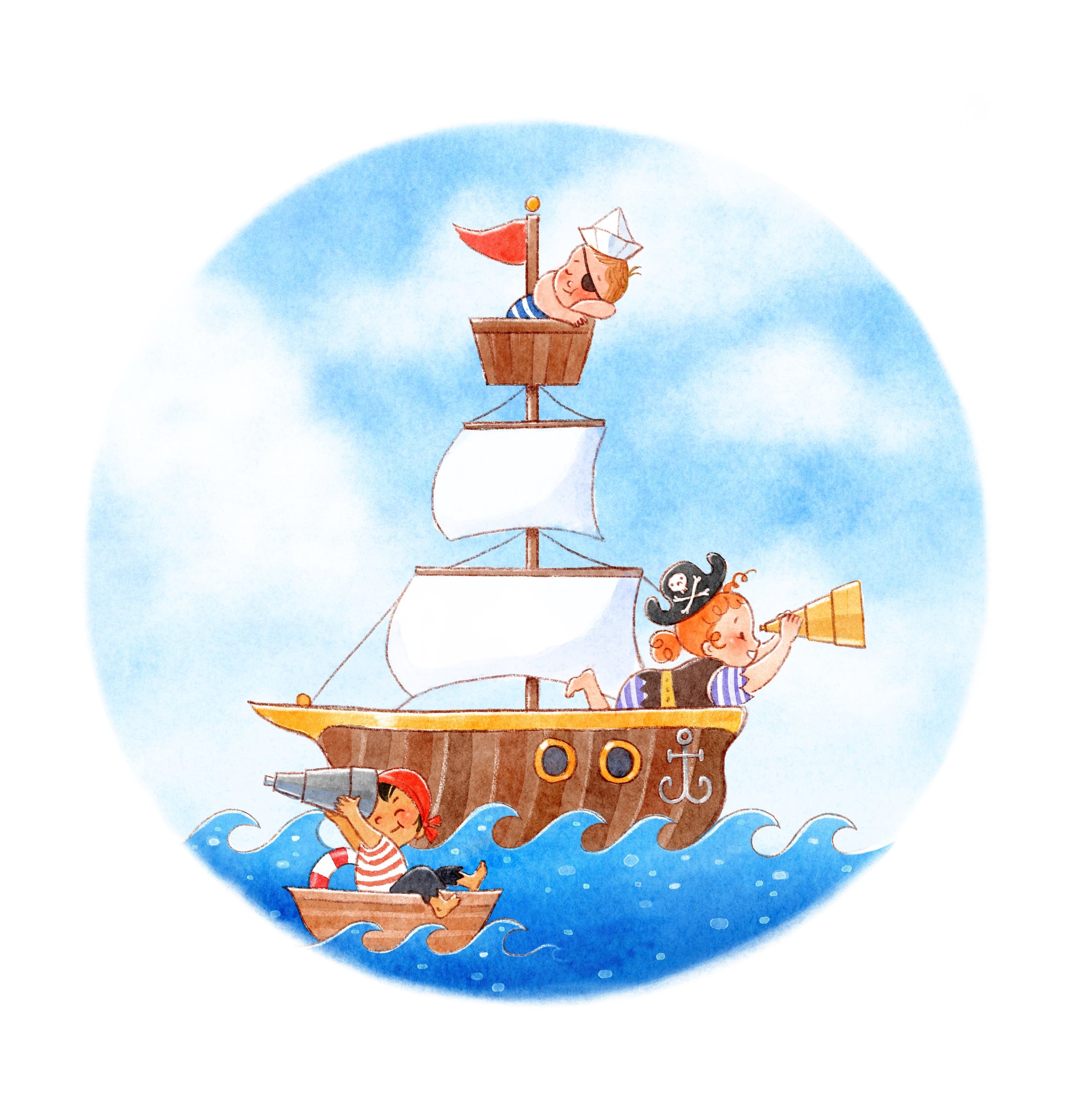 Children sailing a pirate ship